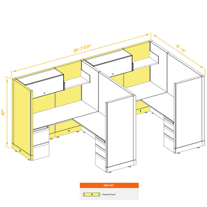 L-Shaped Cubicles 67H 2-Pack In-Line Powered
