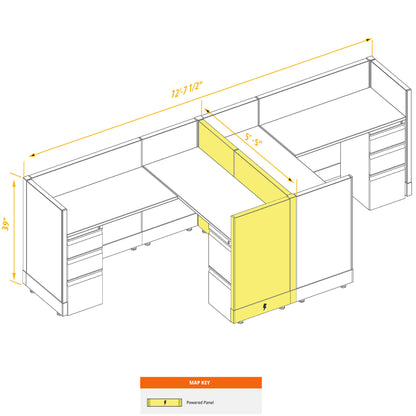 L-Shaped Cubicles 39H 2-Pack Cluster Powered