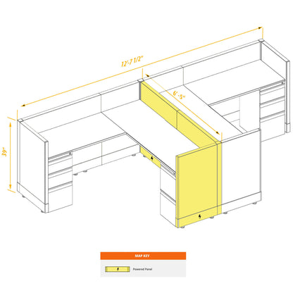 L-Shaped Cubicles 39H 2-Pack Cluster Powered