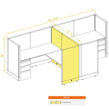 L-Shaped Cubicles 53H 2-Pack Cluster Powered
