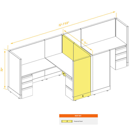 L-Shaped Cubicles 53H 2-Pack Cluster Powered