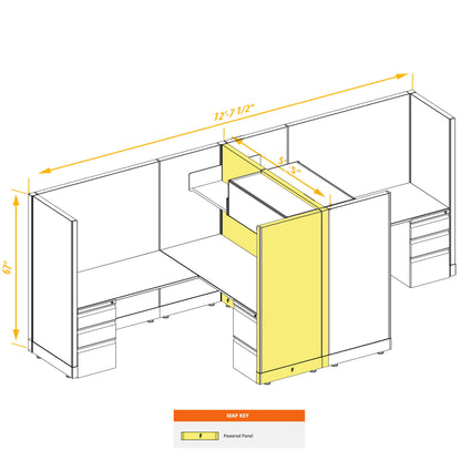 L-Shaped Cubicles 67H 2-Pack Cluster Powered