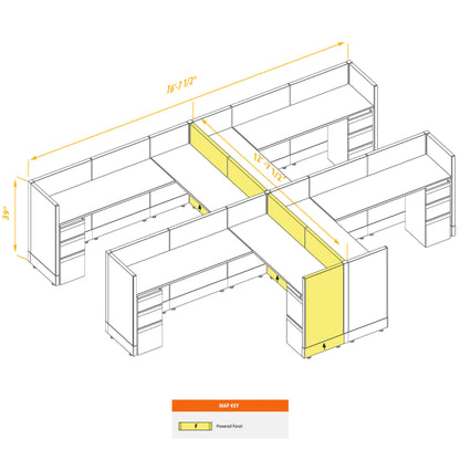 L-Shaped Cubicles 39H 4-Pack Cluster Powered