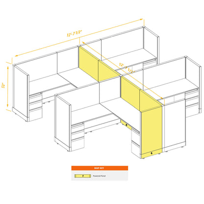 L-Shaped Cubicles 53H 4-Pack Cluster Powered