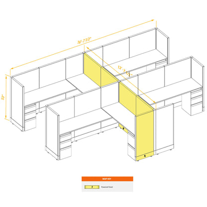 L-Shaped Cubicles 53H 4-Pack Cluster Powered