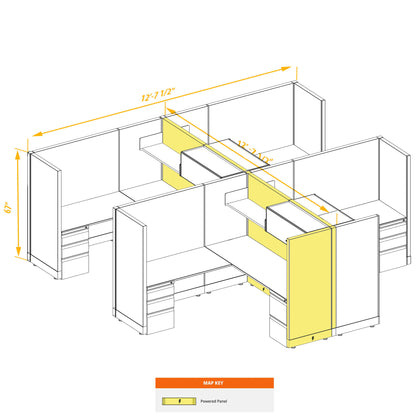 L-Shaped Cubicles 67H 4-Pack Cluster Powered