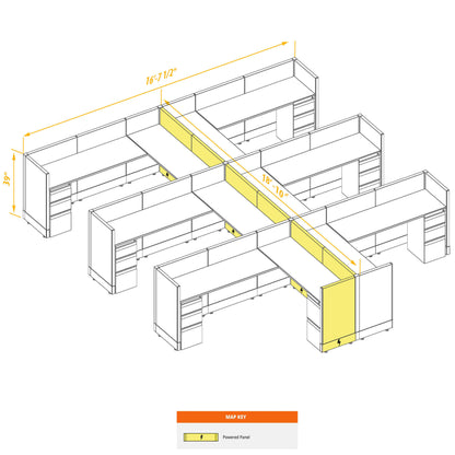 L-Shaped Cubicles 39H 6-Pack Cluster Powered