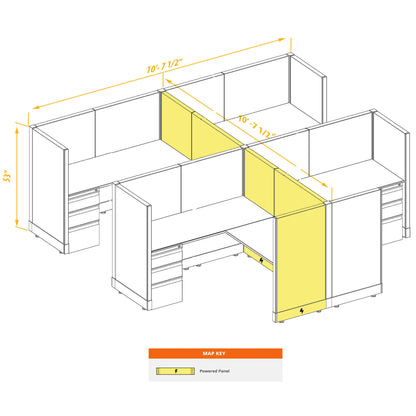 L-Shaped Cubicles 53H 4-Pack Cluster Powered