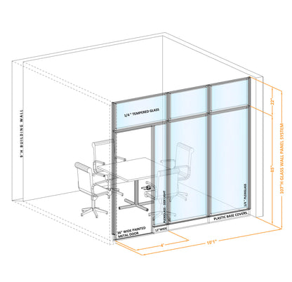 Modular Conference Room Partitions I-Shape 107H