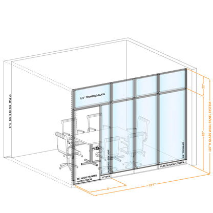 Modular Conference Room Partitions I-Shape 107H