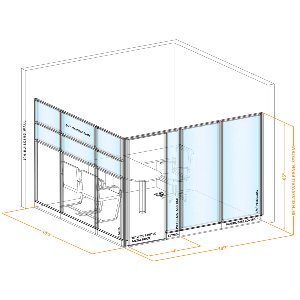 Modular Office Partitions L-Shape 85H
