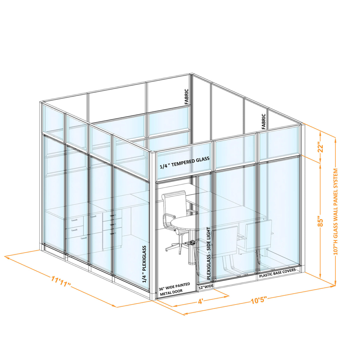 Modular Office Partitions O-Shape 107H