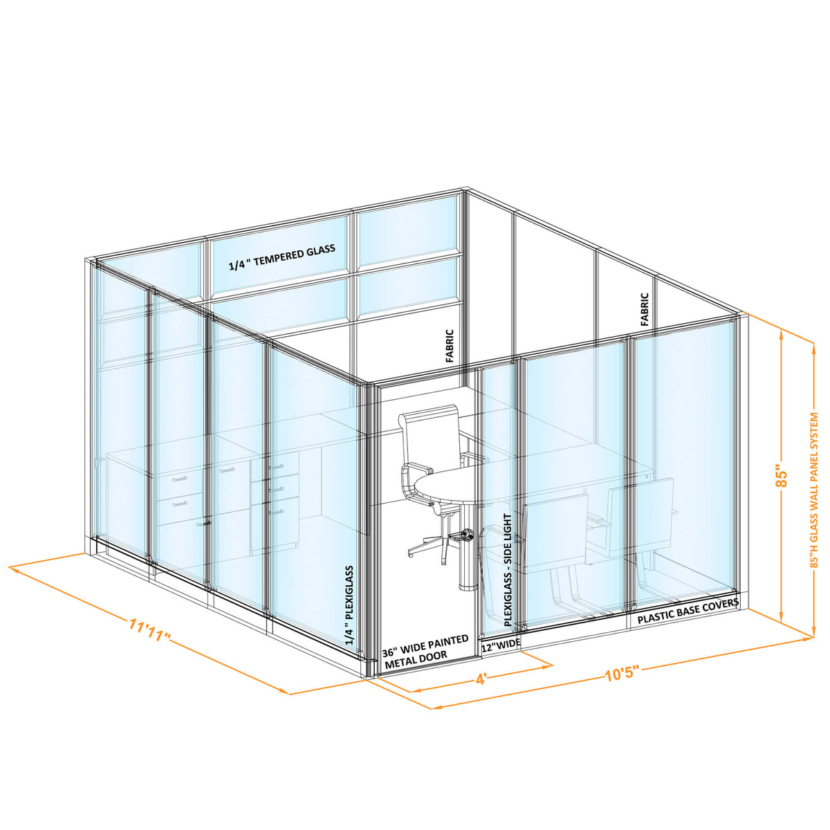 Modular Office Partitions O-Shape 85H