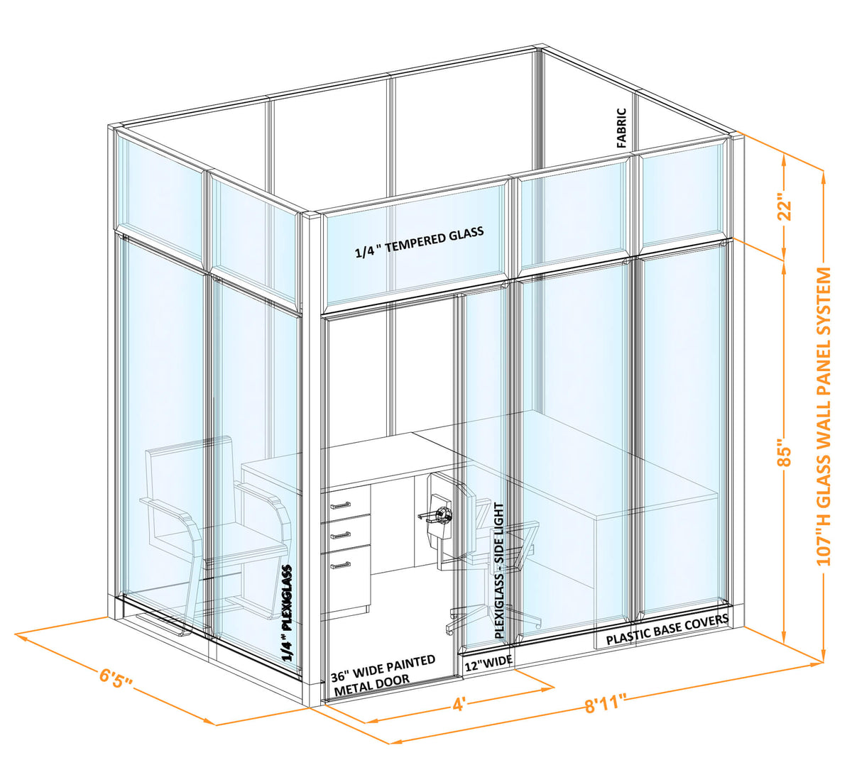 Modular Office Partitions O-Shape 107H