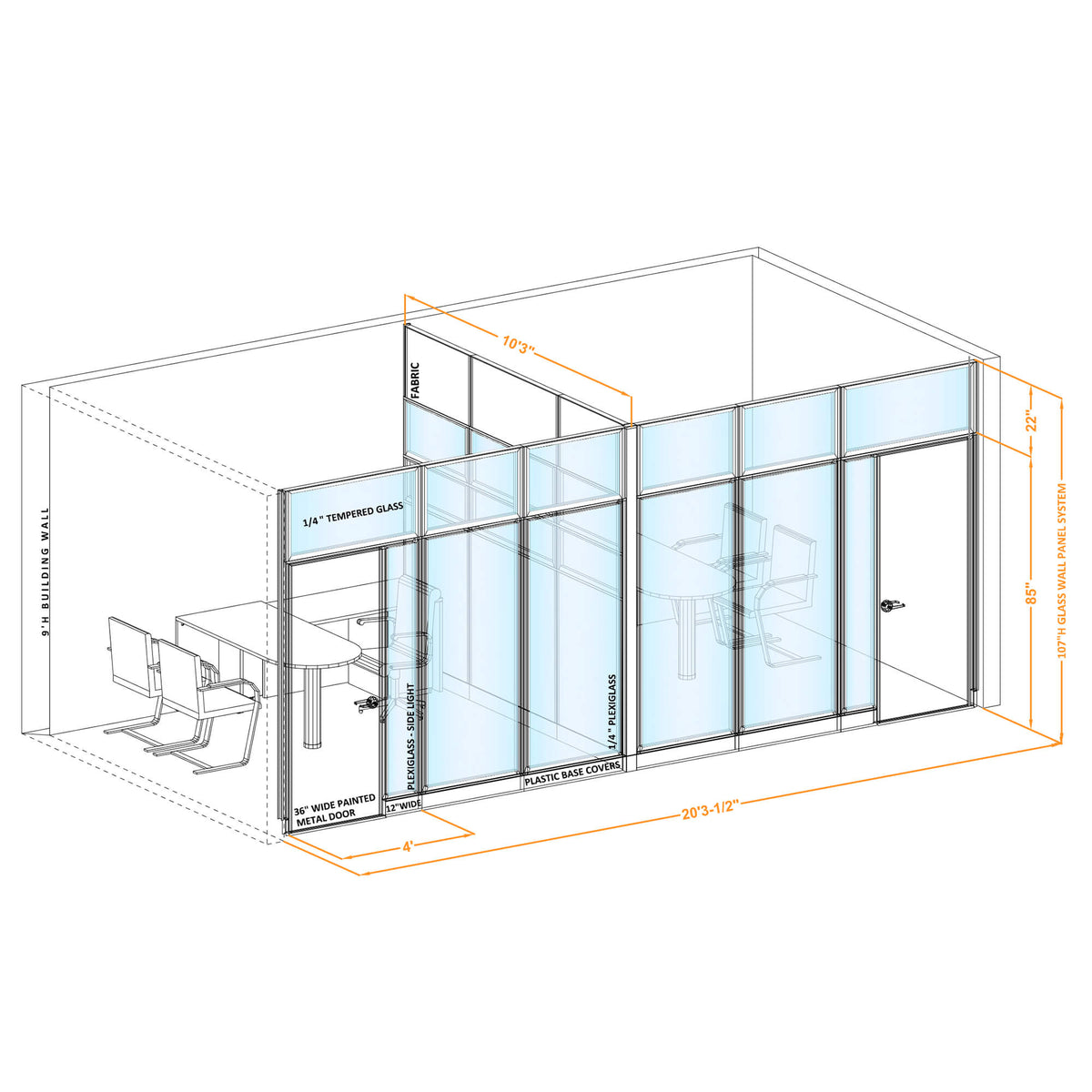 Modular Office Partitions T-Shape 107H