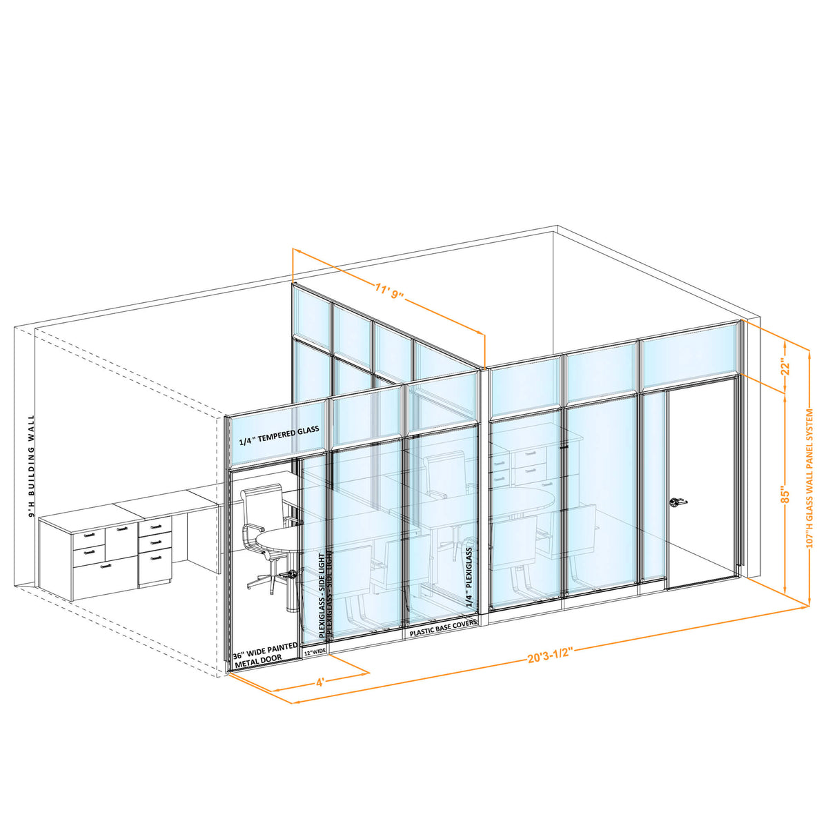 Modular Office Partitions T-Shape 107H