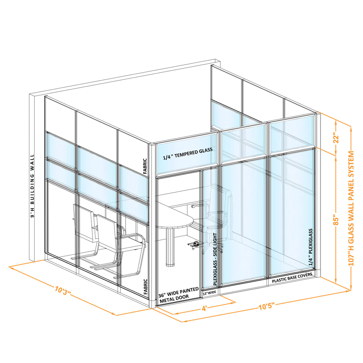 Modular Office Partitions U-Shape 107H