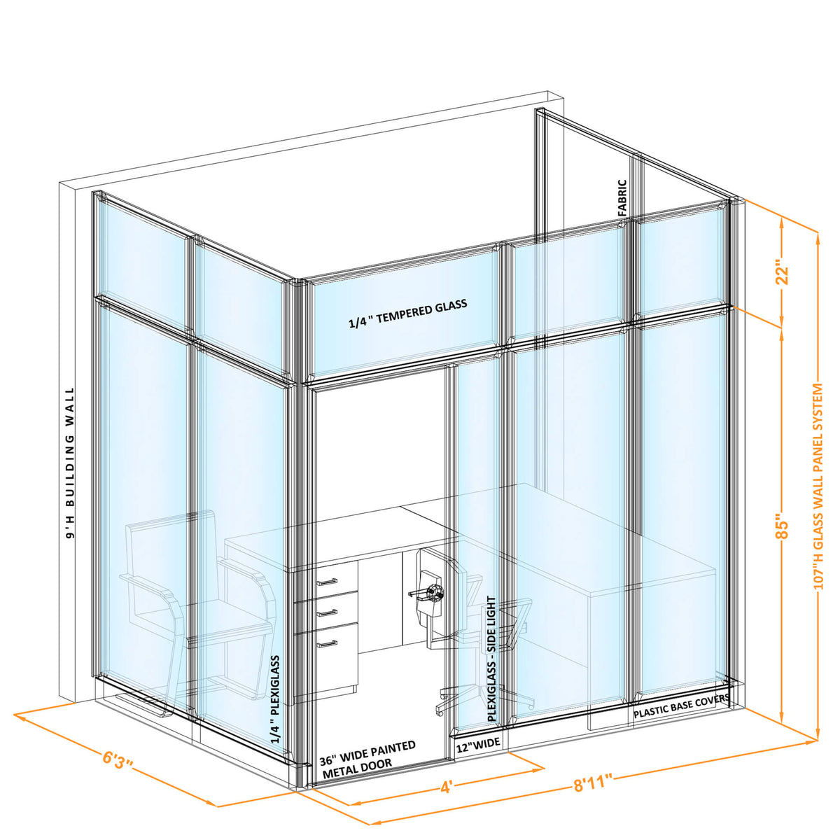 Modular Office Partitions U-Shape 107H