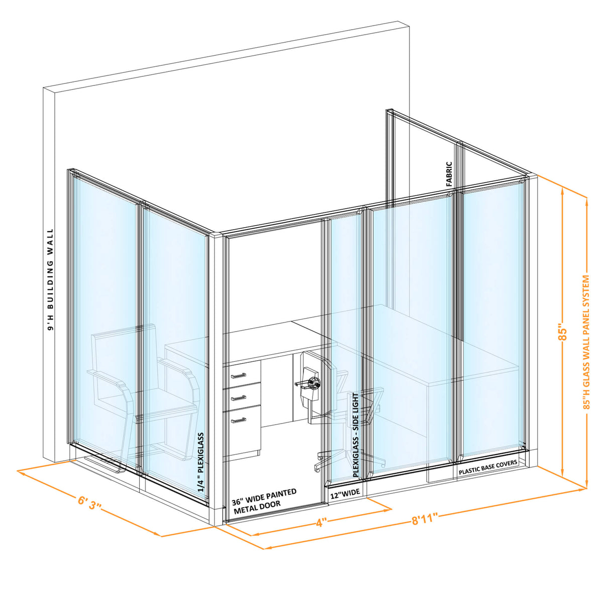 Modular Office Partitions U-Shape 85H