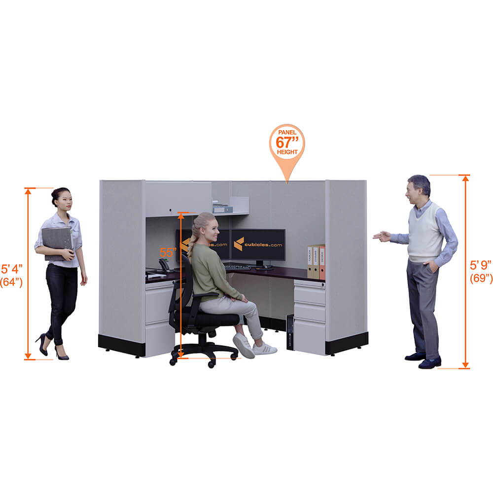L-Shaped Cubicles 67H 2-Pack Cluster Powered