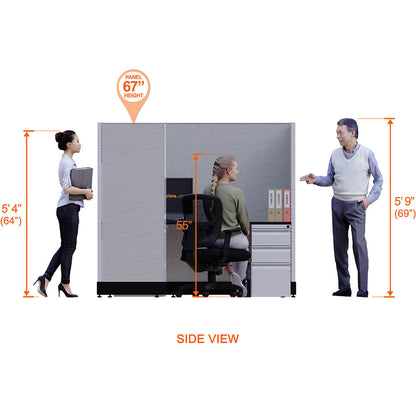 L-Shaped Cubicles 67H 2-Pack In-Line Non-Powered