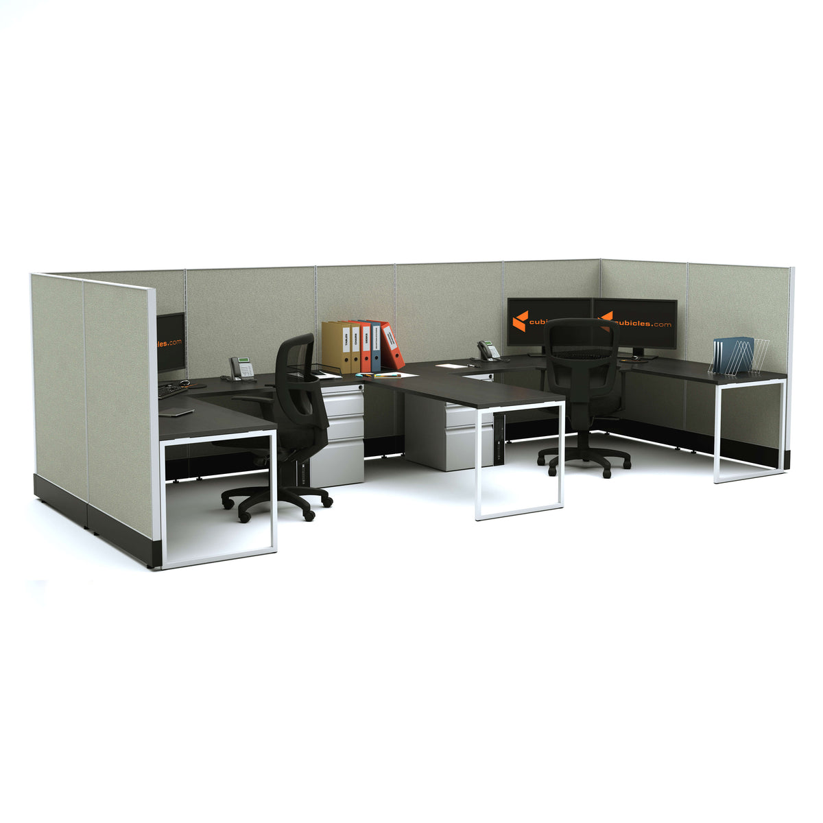 L-Shaped Cubicles 53H 2-Pack Bullpen Non-Powered