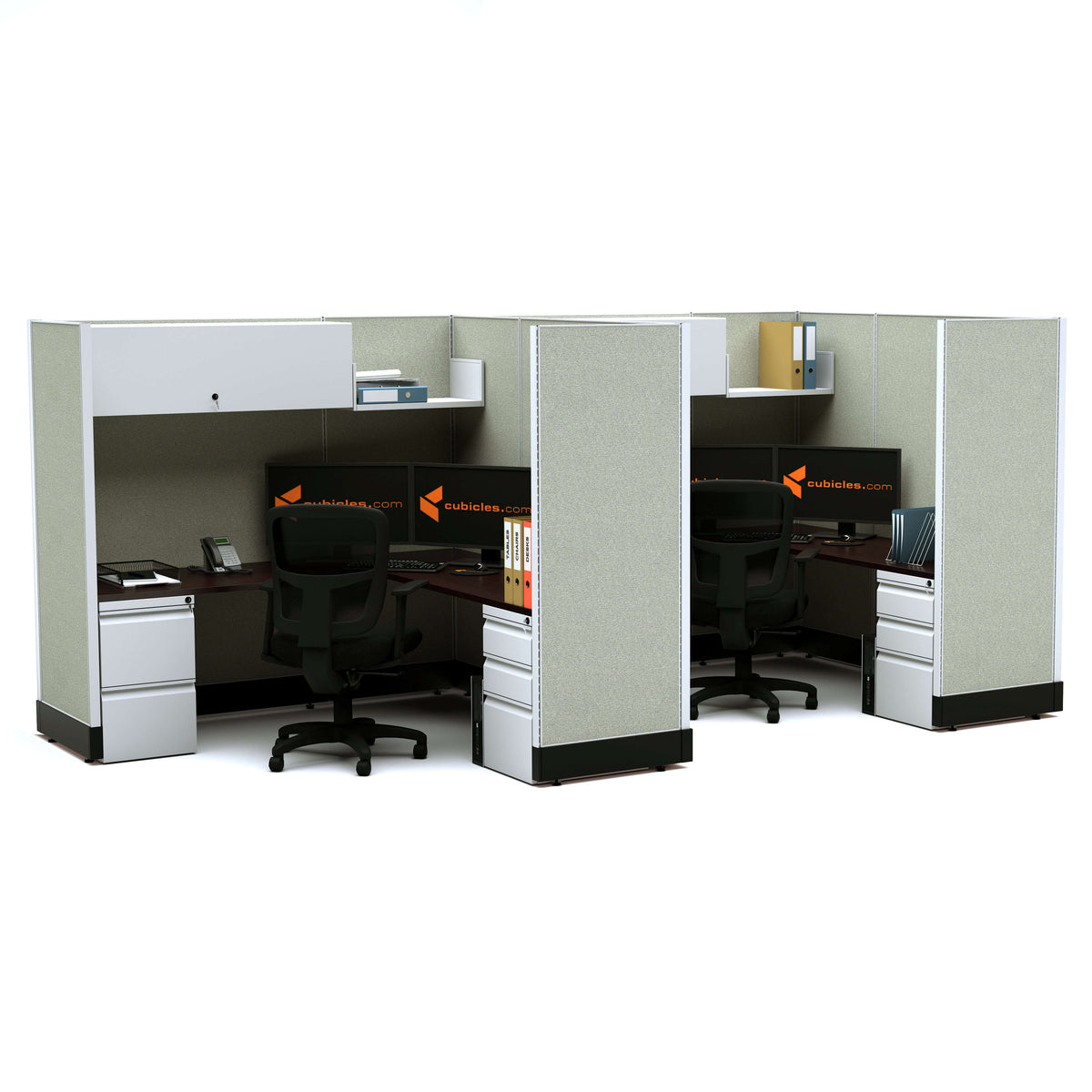 L-Shaped Cubicles 67H 2-Pack In-Line Non-Powered