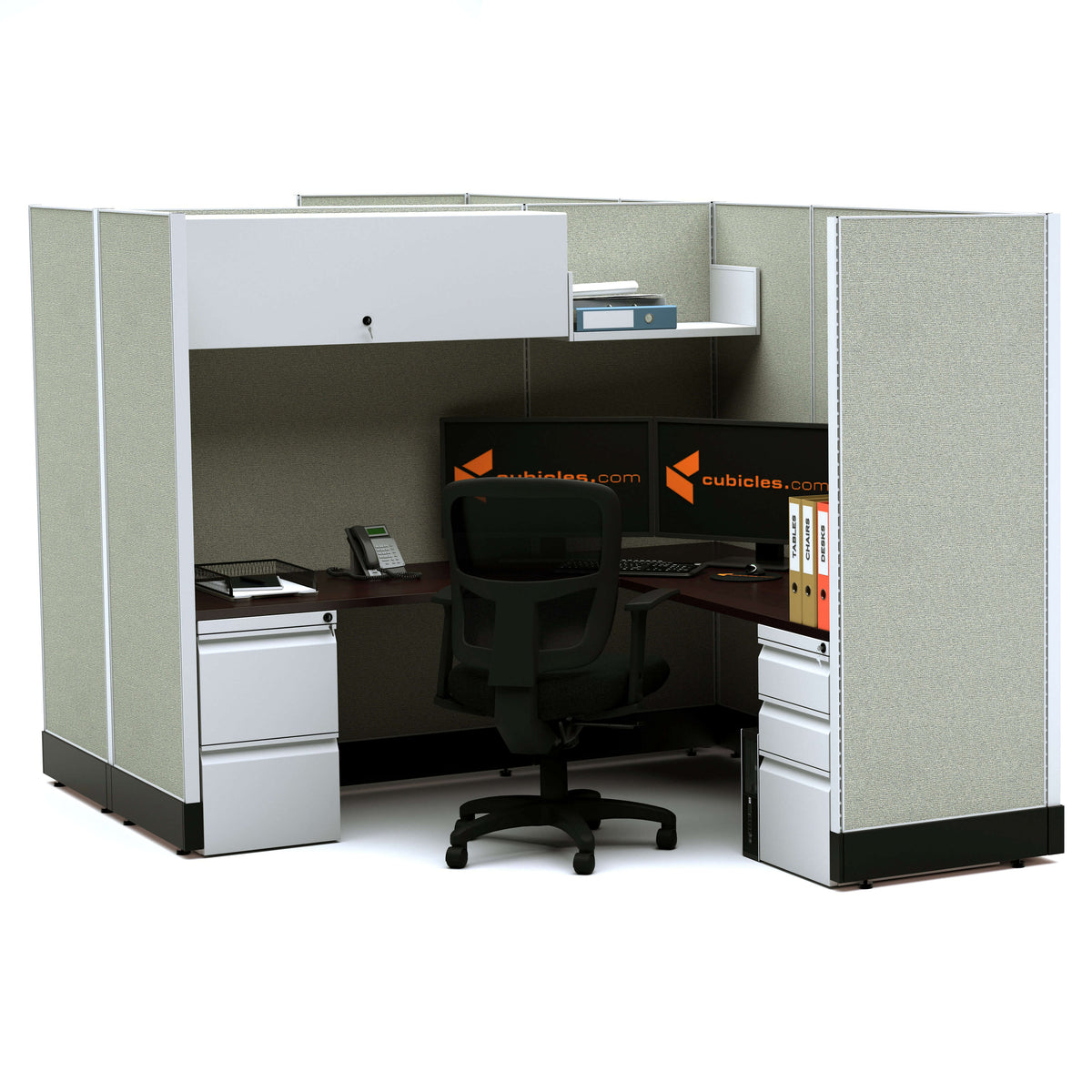 L-Shaped Cubicles 67H 2-Pack Cluster Powered