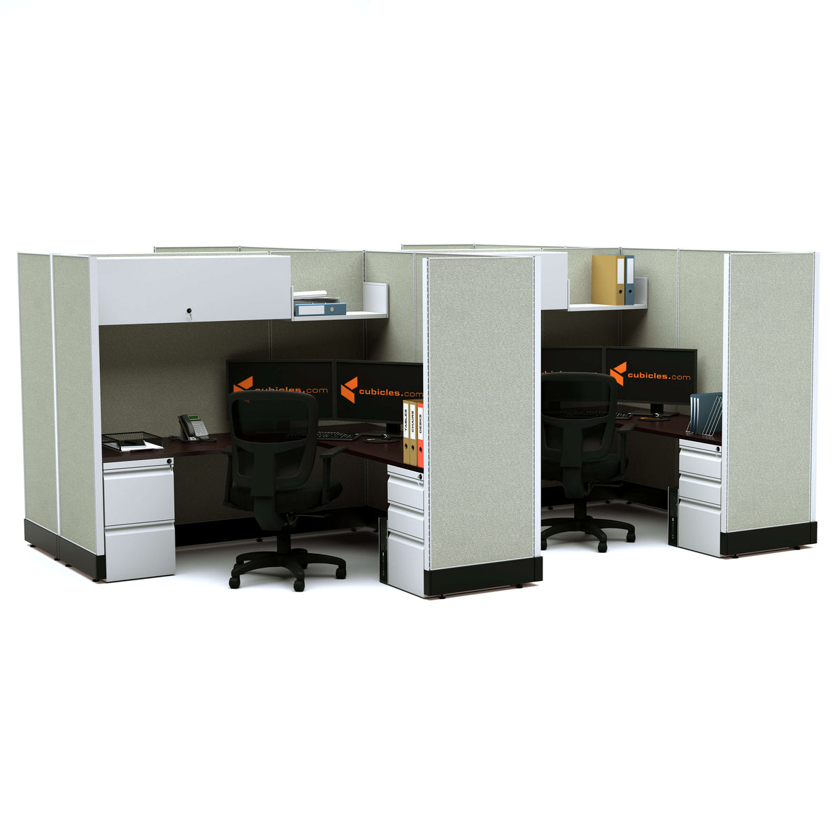 L-Shaped Cubicles 67H 4-Pack Cluster Powered