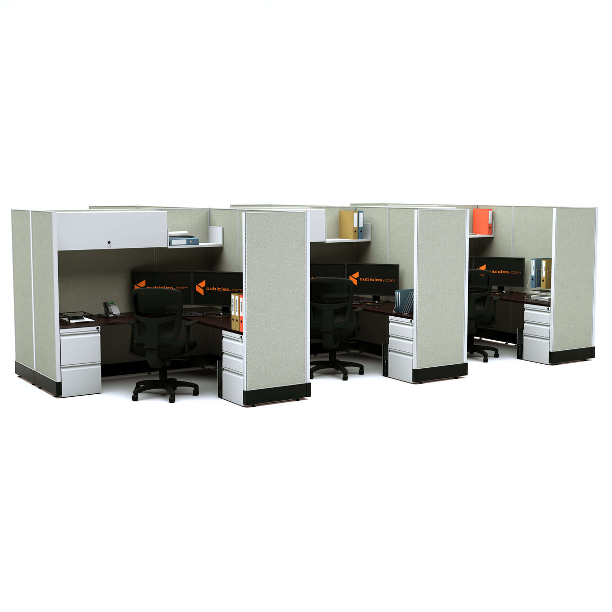 L-Shaped Cubicles 67H 6-Pack Cluster Powered