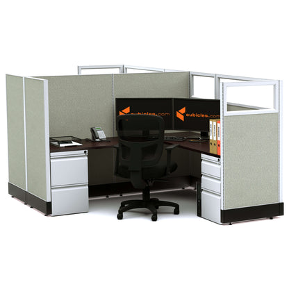 L-Shaped Cubicles Partial Glass 53H 2-Pack Cluster Powered