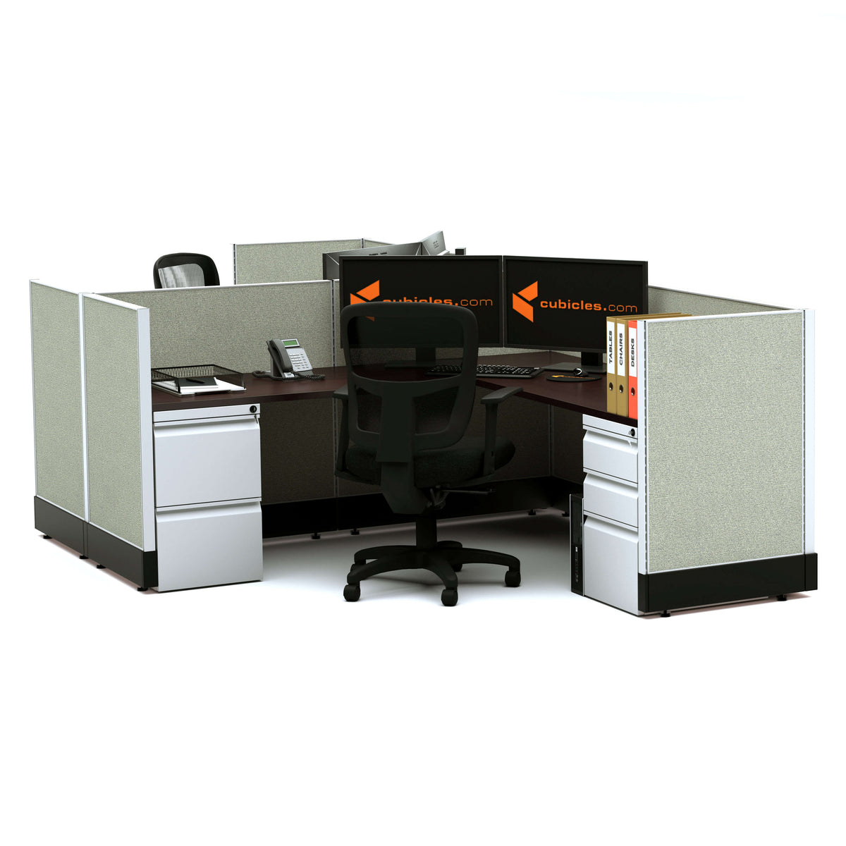 L-Shaped Cubicles 39H 2-Pack Cluster Powered