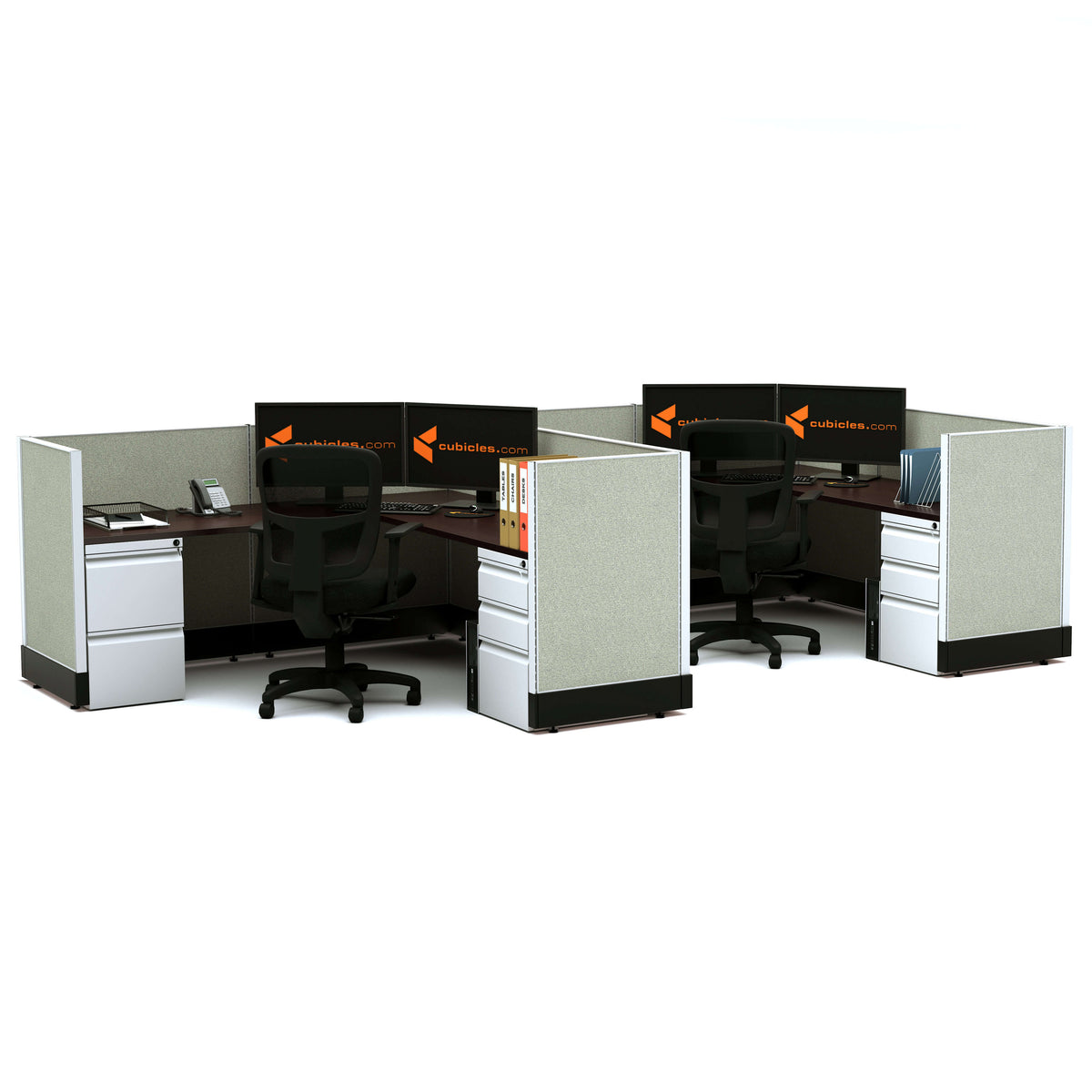 L-Shaped Cubicles 39H 2-Pack In-Line Powered