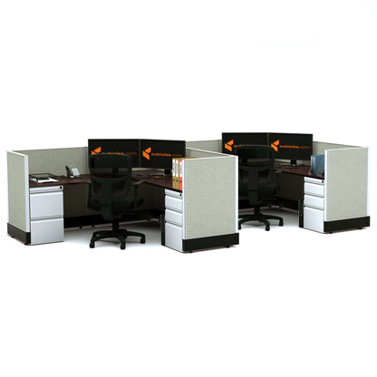 L-Shaped Cubicles 39H 2-Pack In-Line Powered