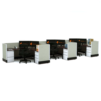 L-Shaped Cubicles 39H 3-Pack In-Line Powered