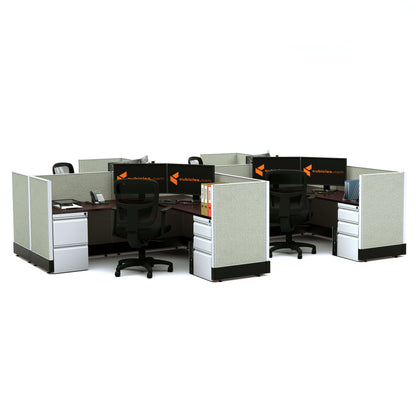 L-Shaped Cubicles 39H 4-Pack Cluster Powered