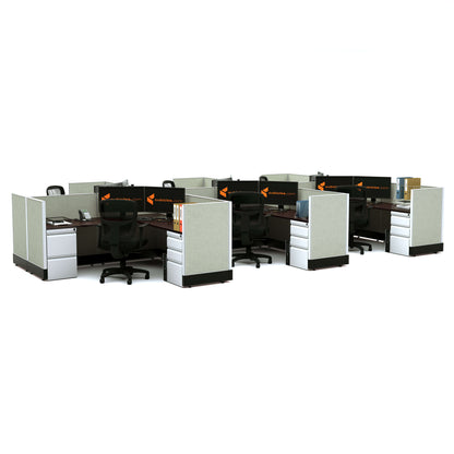 L-Shaped Cubicles 39H 6-Pack Cluster Non-Powered