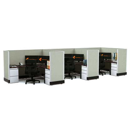 L-Shaped Cubicles 53H 3-Pack In-Line Non-Powered