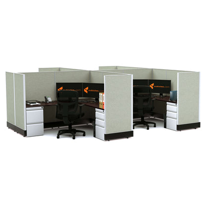 L-Shaped Cubicles 53H 4-Pack Cluster Non-Powered
