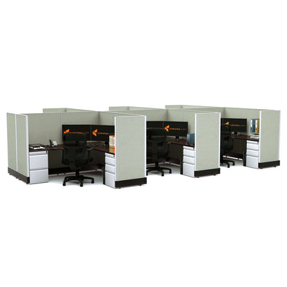 L-Shaped Cubicles 53H 6-Pack Cluster Powered