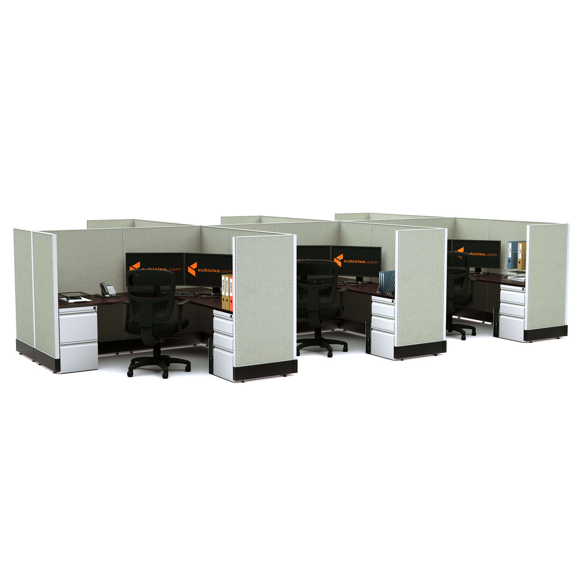L-Shaped Cubicles 53H 6-Pack Cluster Non-Powered