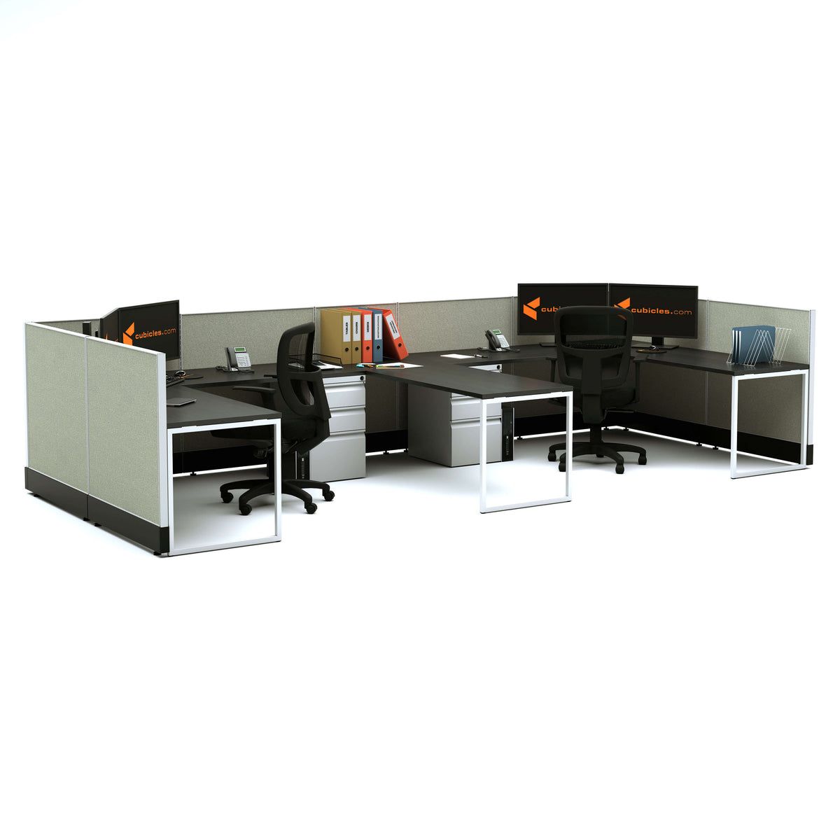 L-Shaped Cubicles 39H 2-Pack Bullpen Powered