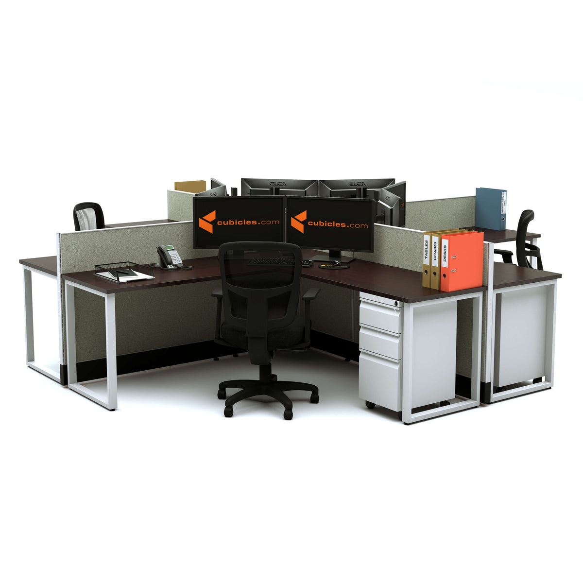 Benching Workstations 39H 4-Pack X-Shape Powered