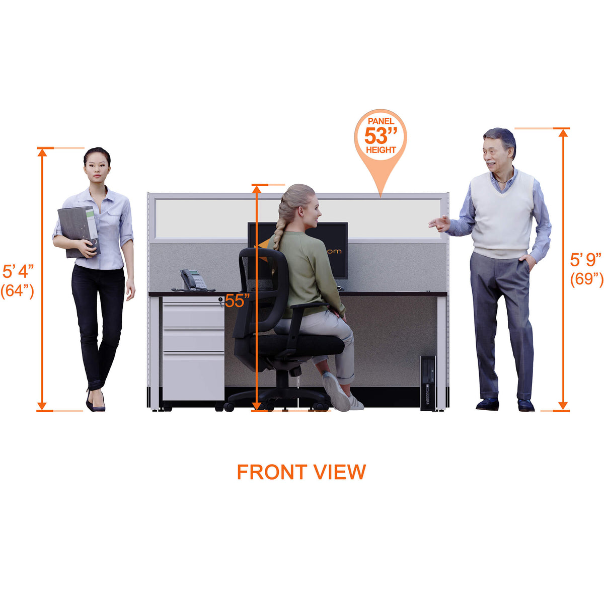 Benching Workstations With Glass 53H 6-Pack Cluster Powered