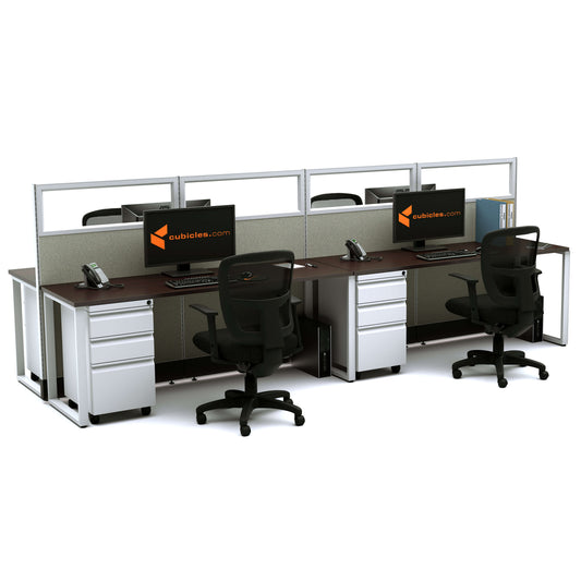 Benching Workstations With Glass 53H 4-Pack Cluster Non-Powered