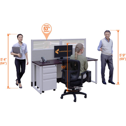 Benching Workstations With Glass 53H 2-Pack Cluster Non-Powered