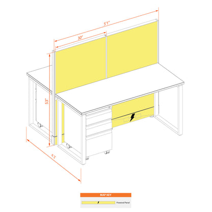 Benching Workstations 53H 2-Pack Cluster Powered