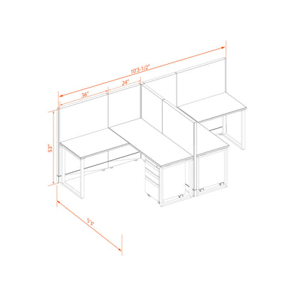 Benching Workstations 53H 2-Pack T-Shape Non-Powered