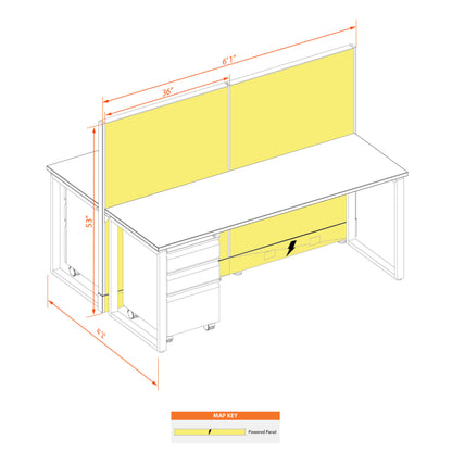 Benching Workstations 53H 2-Pack Cluster Powered