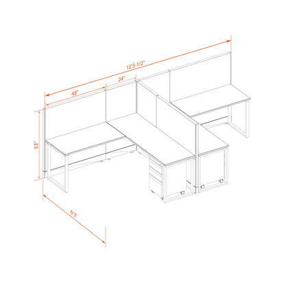 Benching Workstations 53H 2-Pack T-Shape Non-Powered